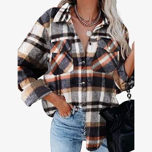 Amazon Shacket Blue Plaid Size Small
